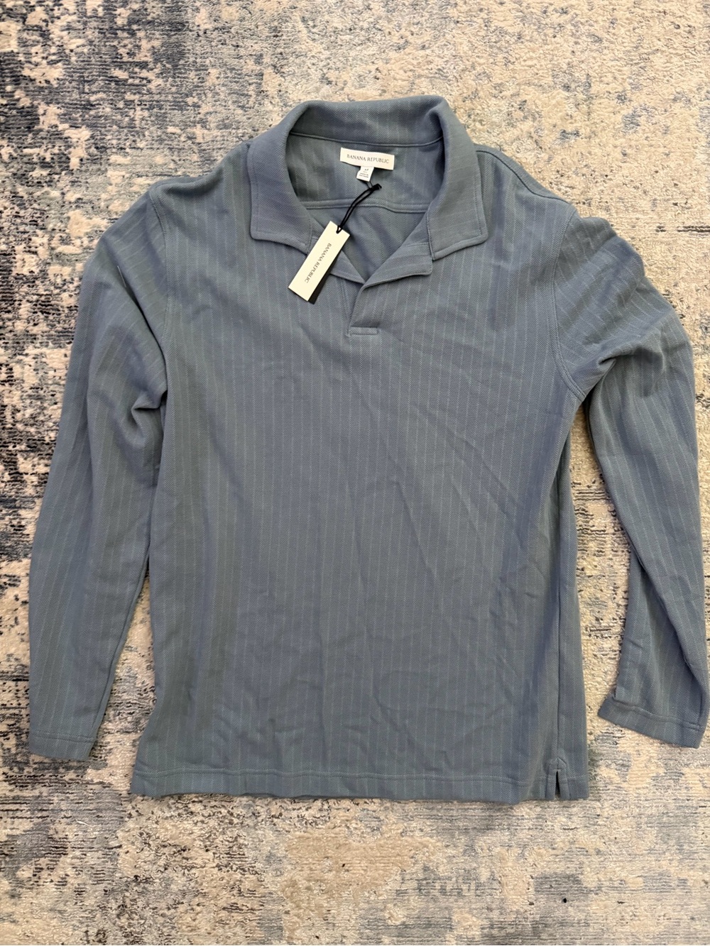 Banana Republic Men’s Slate Blue Long-Sleeve Polo NWT